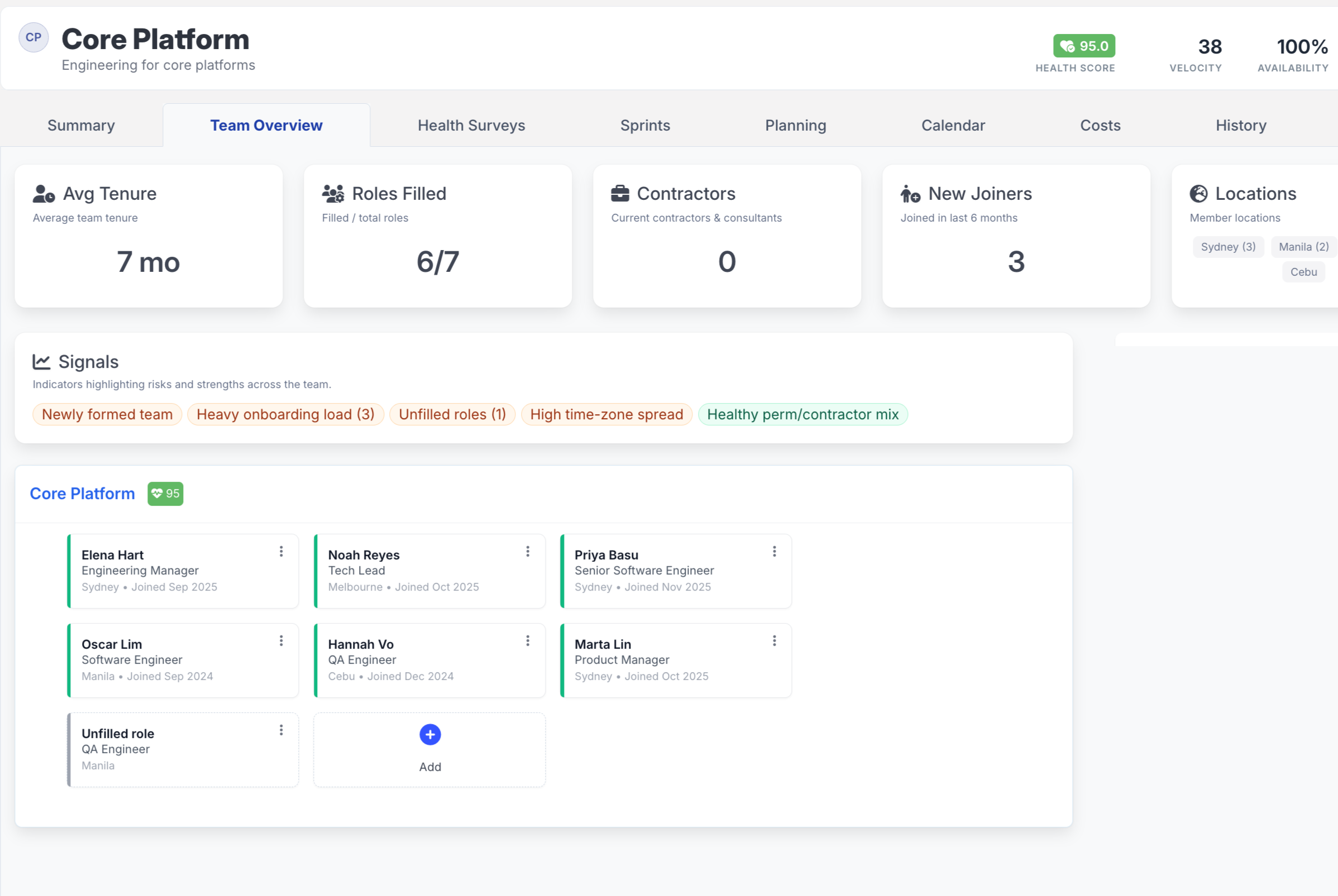 Team Operations and Health